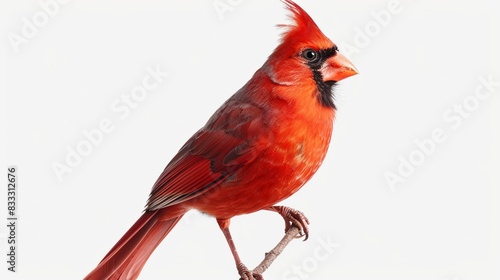 A vibrant red cardinal, its bright plumage contrasting against a transparent backdrop, captured in stunning high definition photo