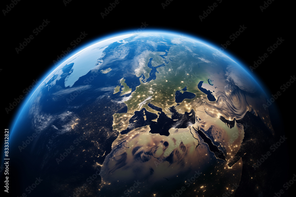 View from outer space to planet earth. Generative AI View from outer space to planet earth. Generative AI