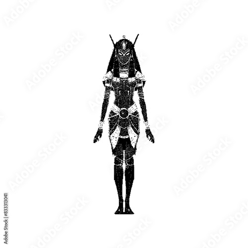 Egyptian Goddess Dithering Bitmap Vector