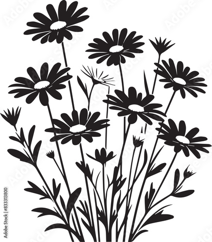 Blossom against a solid backdrop silhouette vector white background