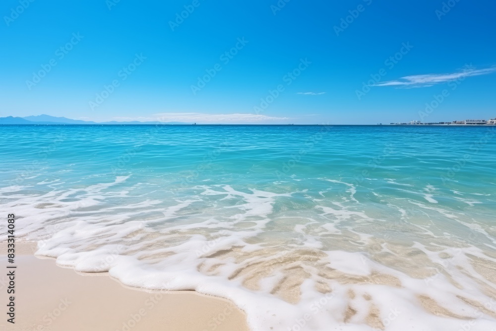 Fototapeta premium Tranquil Tropical Sea and Clear Sky Generative AI