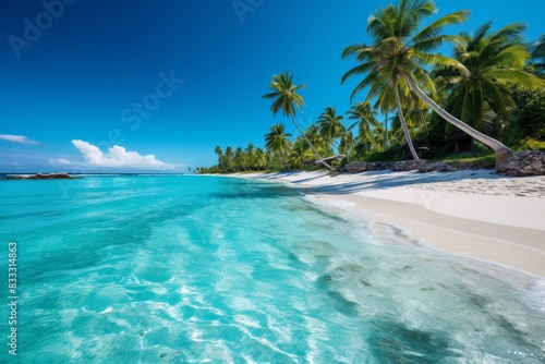 Tropical Beach with Clear Blue Water Generative AI