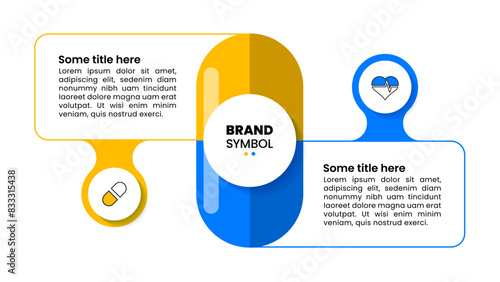 Infographic template. The pill with 2 steps
