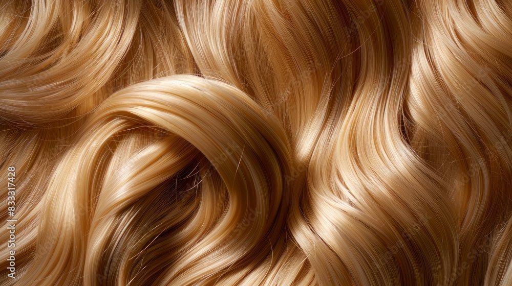 Close-up of wavy, shiny straight blond hair.
Close-up of wavy, shiny straight blond hair.