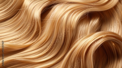 Close-up of wavy  shiny straight blond hair.  