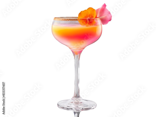 Wallpaper Mural A cylindrical glass with a long stemmed cocktail its layers of pink and orange gradient Torontodigital.ca