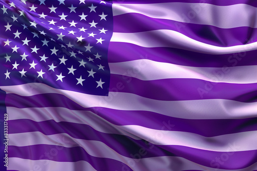 Royal purple American flag with graceful waves, suitable for modern digital displays.