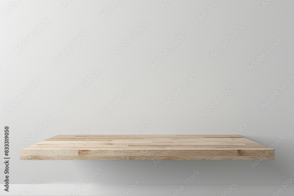 Floating wooden shelf on a minimalistic white wall background, featuring a simple and modern design, perfect for home decor and interior styling. Floating wooden shelf on a minimalistic white wall background, featuring a simple and modern design, perfect for home decor and interior styling.