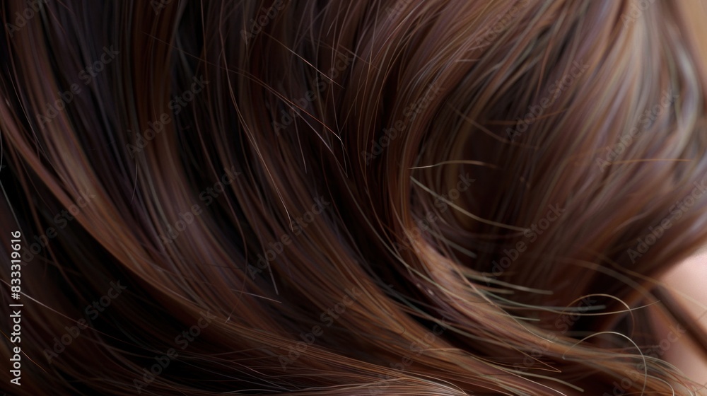 Close-up of smooth, natural brown hair.
Close-up of smooth, natural brown hair.