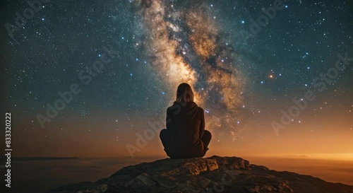 Stargazing at night in a remote location, the Milky Way stretching across the sky