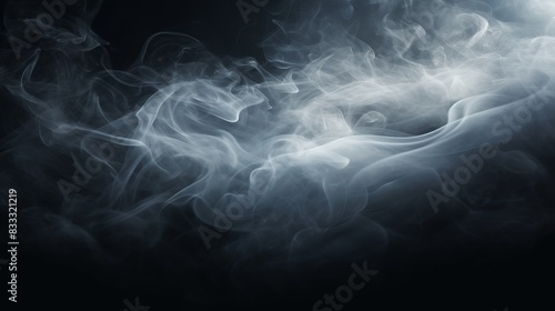 Mystical white smoke swirling against a dark background, creating an ethereal and mysterious atmosphere. Perfect for moody and abstract designs.