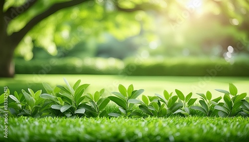 Verdant Vision: Close-Up Grass with a Soft Garden Background