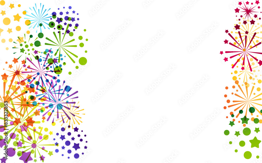 Fireworks vertical border. Design element from explosion flashes. Decoration for festival, holiday and events. Fireworks vertical border. Design element from explosion flashes. Decoration for festival, holiday and events.