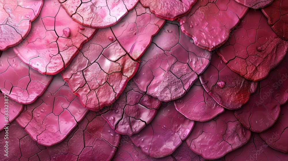 Fototapeta premium A texture of pink animal skins or scales with beautiful patterns.