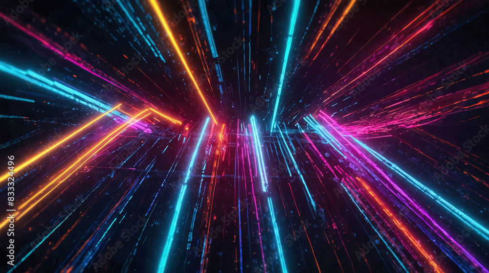 Naklejka premium Wave of dots and weave lines. Abstract background. Network connection structure. Generated AI,