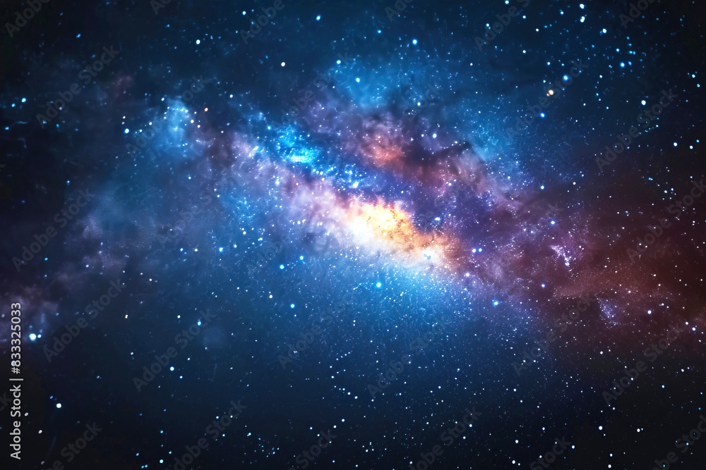 Fototapeta premium Deep space with nebulae, star galaxies. Astronomical universe colored landscape. AI generated.