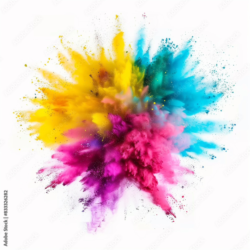 Explosion of colorful powder on white background. Explosion of colorful powder on white background.