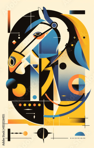 Abstract geometric drawing of a horse