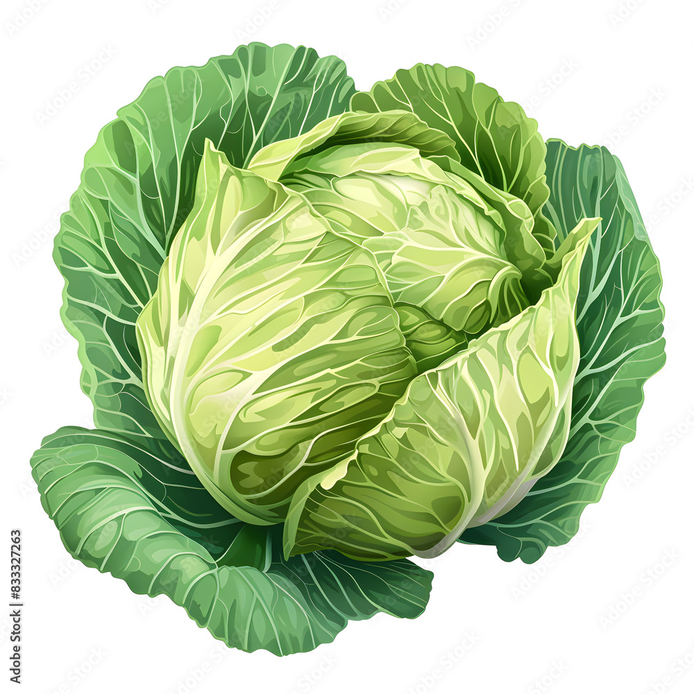 Fototapeta premium Vector illustration of a cabbage on a white background. Suitable for crafting and digital design projects.[A-0003]