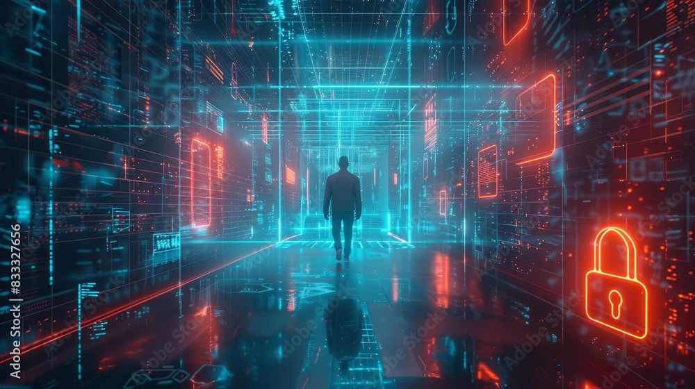 Fototapeta premium Data Privacy Protection: Safeguarding Digital Information in the Age of Cyber Threats