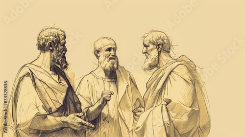 Biblical Illustration of 1 Corinthians 9: Paul's Rights as Apostle, Forgo Rights for Gospel, Discipline and Self-control on Beige Background with Copyspace photo