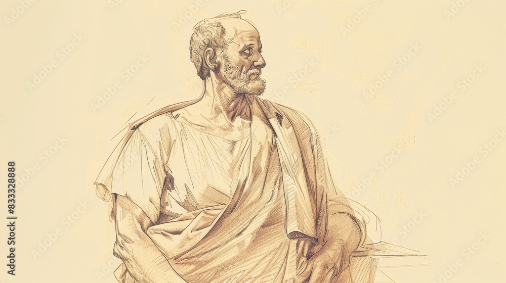 Fototapeta premium Biblical Illustration of 1 Corinthians 9: Paul's Rights as Apostle, Forgo Rights for Gospel, Discipline and Self-control on Beige Background with Copyspace