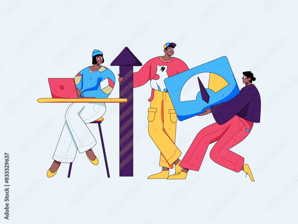 Flat vector illustration of business people operating work scene
Flat vector illustration of business people operating work scene