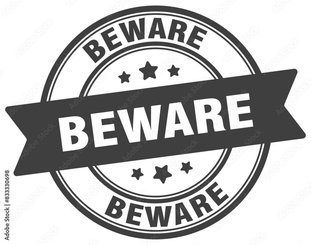 Fototapeta premium beware stamp. beware label on transparent background. round sign