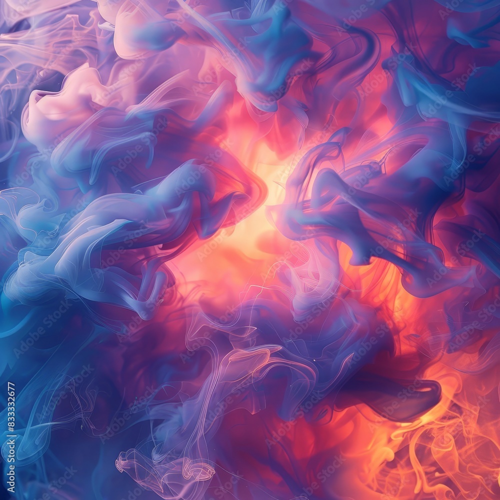 Vibrant swirling smoke in fiery colors Vibrant swirling smoke in fiery colors