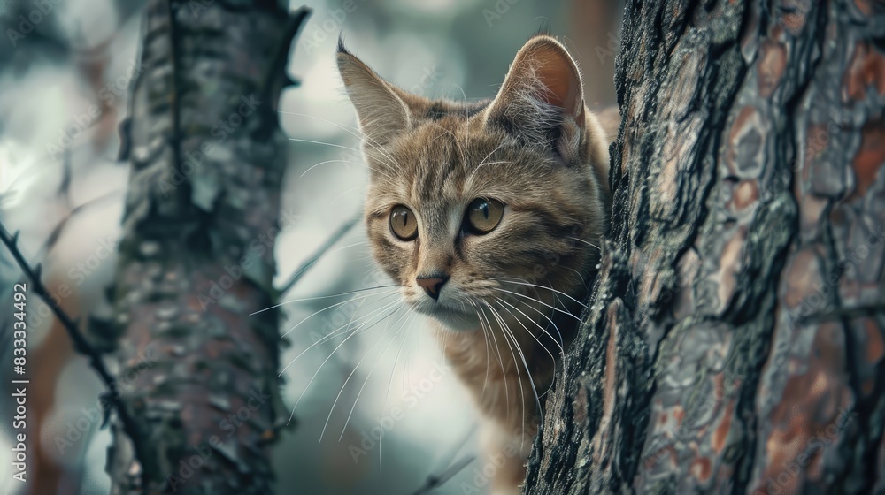 A Cat Perched on a Tree A Cat Perched on a Tree