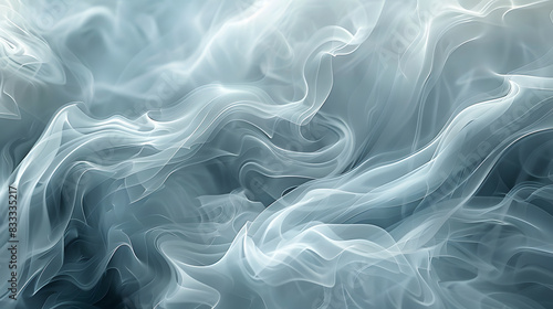 An abstract background with a smoky, ethereal texture. Use soft, swirling patterns in shades of gray, white, and pale blue to evoke the mysterious and transient nature of smoke drifting through photo