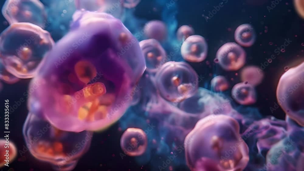 Numerous bubbles float gracefully through the air cells macro Numerous bubbles float gracefully through the air cells macro