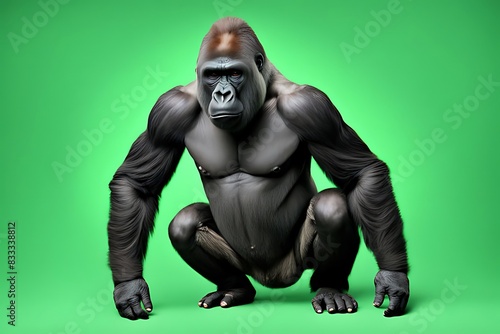 Gorilla on Green Screen Background