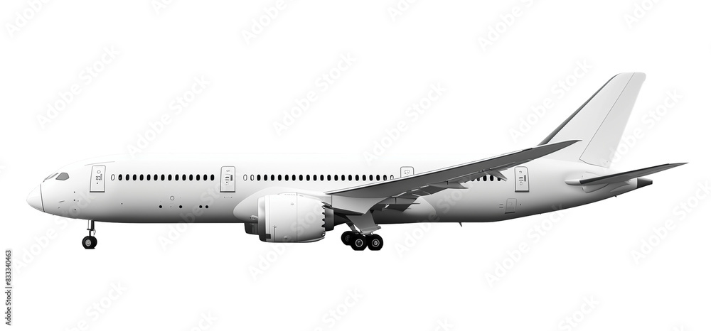 Side View of a Commercial Airplane Isolated on Transparent Background Side View of a Commercial Airplane Isolated on Transparent Background