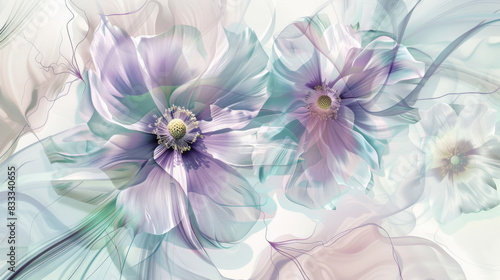 Abstract Floral Serenity Wallpaper in pastel colors
