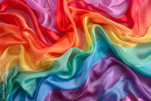 Happy pride month background with rainbow fabric.
