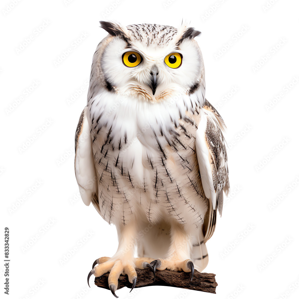 Naklejka premium a white owl with yellow eyes