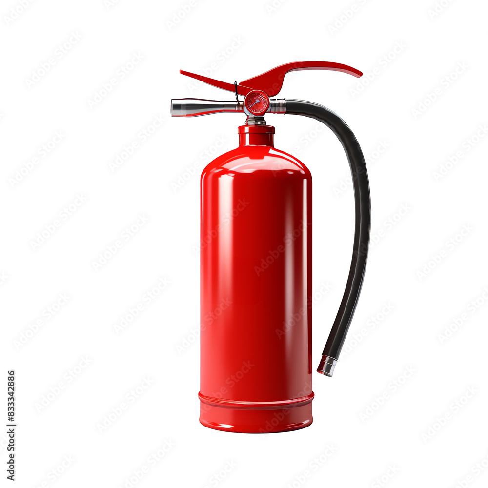 a red fire extinguisher with a hose a red fire extinguisher with a hose