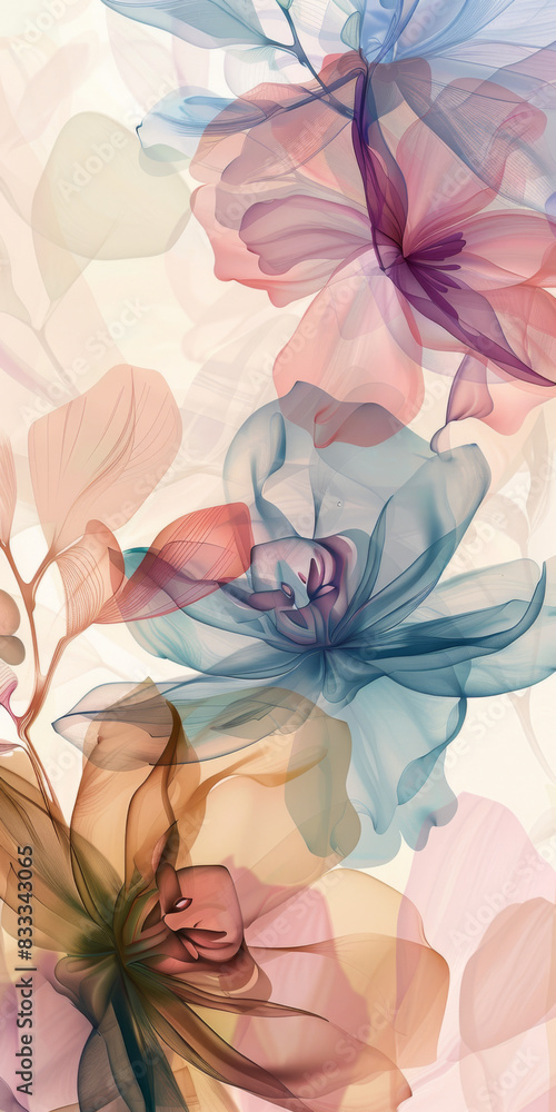 Abstract Floral Serenity Wallpaper in pastel colors