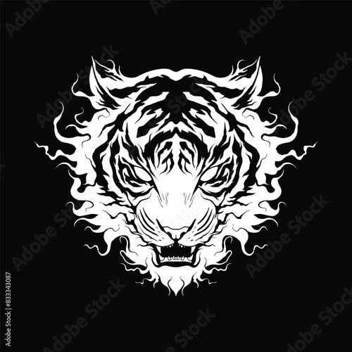 Scary tiger head illustration vector