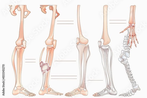 Diagram of common types of fractures and bone injuries photo