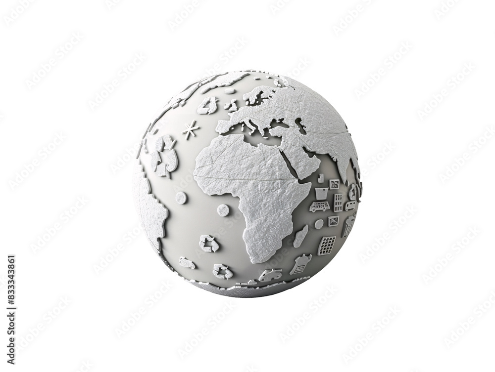 a white globe with different continents a white globe with different continents