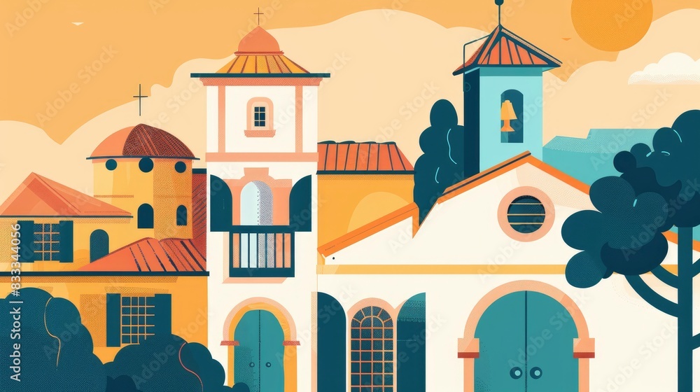 Flemish Renaissance, Spanish architecture, flat design, flyer design Flemish Renaissance, Spanish architecture, flat design, flyer design
