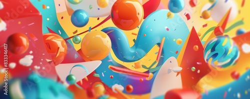 Wallpaper Mural In this abstract background Layers of bright colors and fun shapes create a lively and festive atmosphere. Torontodigital.ca