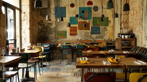 Fototapeta Naklejka Na Ścianę i Meble -   Modernism, Syrian architecture, editorial, restaurant decoration
