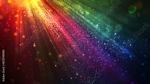 Radiant Spectrum: Rainbow Lens Flare - with hundreds of rays against a black background. Colorful background