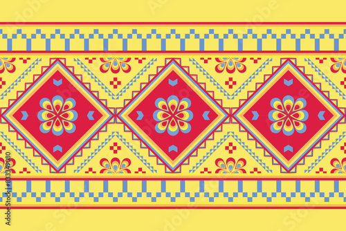 Geometric ethnic oriental traditional art pattern. Figure tribal embroidery style. Design for background,wallpaper,clothing,wrapping,fabric,element,,vector illustration