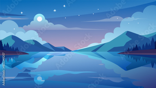 Verses that paint the image of a serene lake its shimmering waters reflecting the tranquil sky above.. Vector illustration