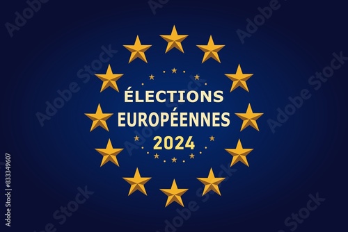 Ilustração sobre as Eleições Europeias de 2024 com a descrição em francês 