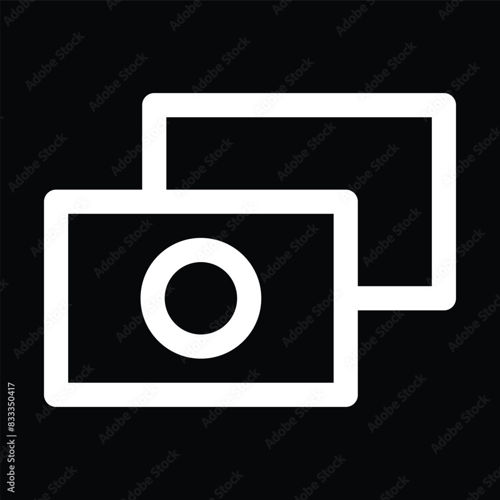 White Camera Icon on Black Background White Camera Icon on Black Background
